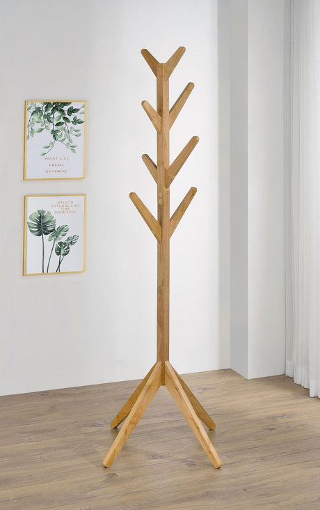 Coaster Margaret Solid Wood Coat Rack Clothing Hanger Natural Oak