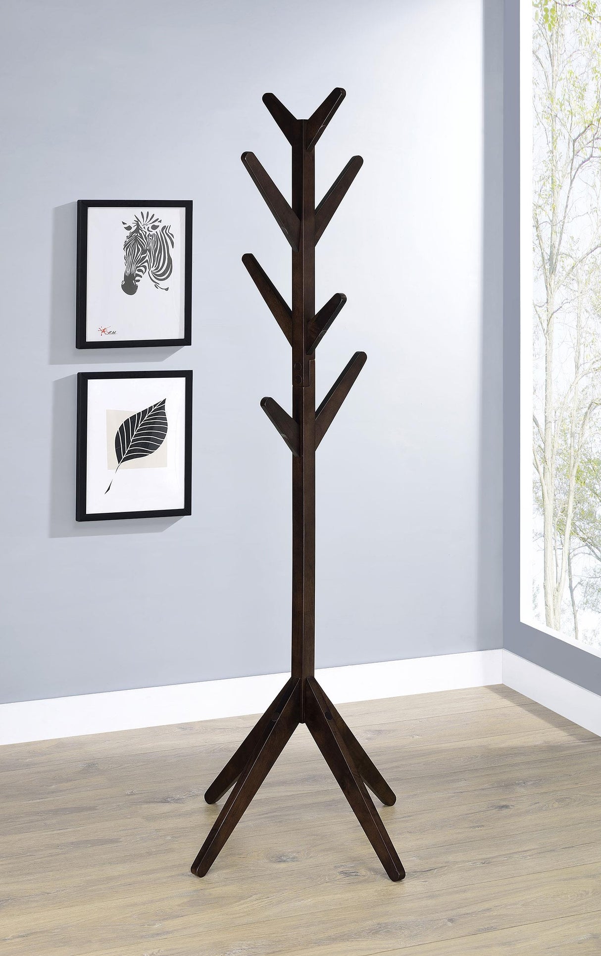 Coaster Margaret Solid Wood Coat Rack Clothing Hanger Cappuccino