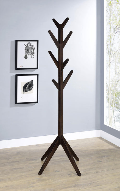 Coaster Margaret Solid Wood Coat Rack Clothing Hanger Cappuccino