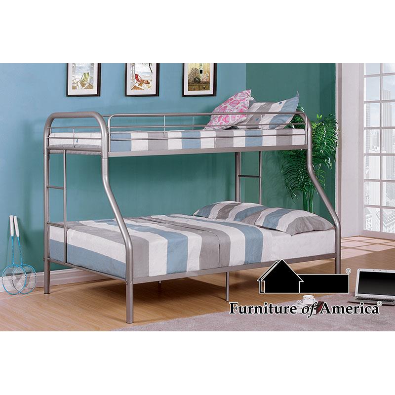 Furniture of America Finnerty Twin/Full Bunk Bed, Silver