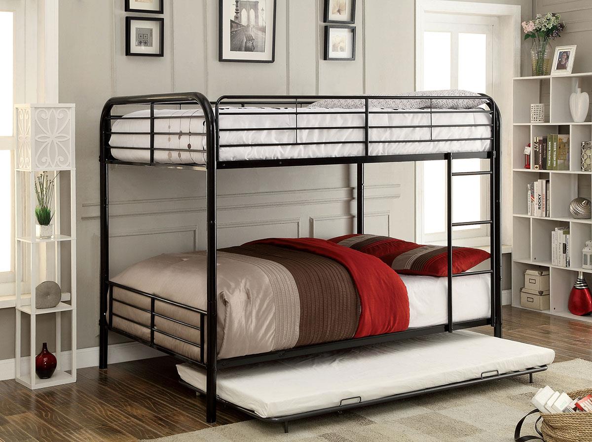 Furniture of America Brocket Metal Full/Full Bunk Bed, Black