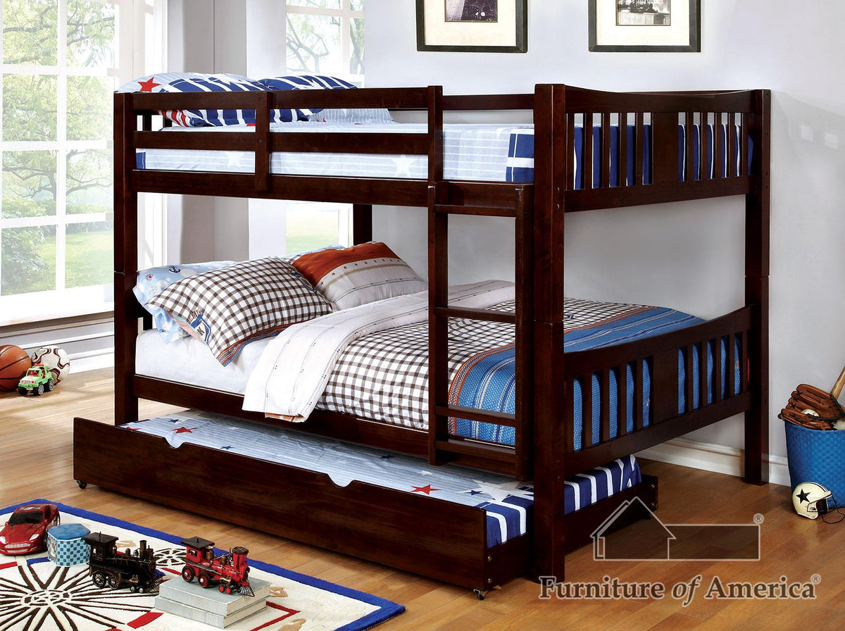 Furniture of America Cameron Full/Full Bunk Bed, Dark Walnut