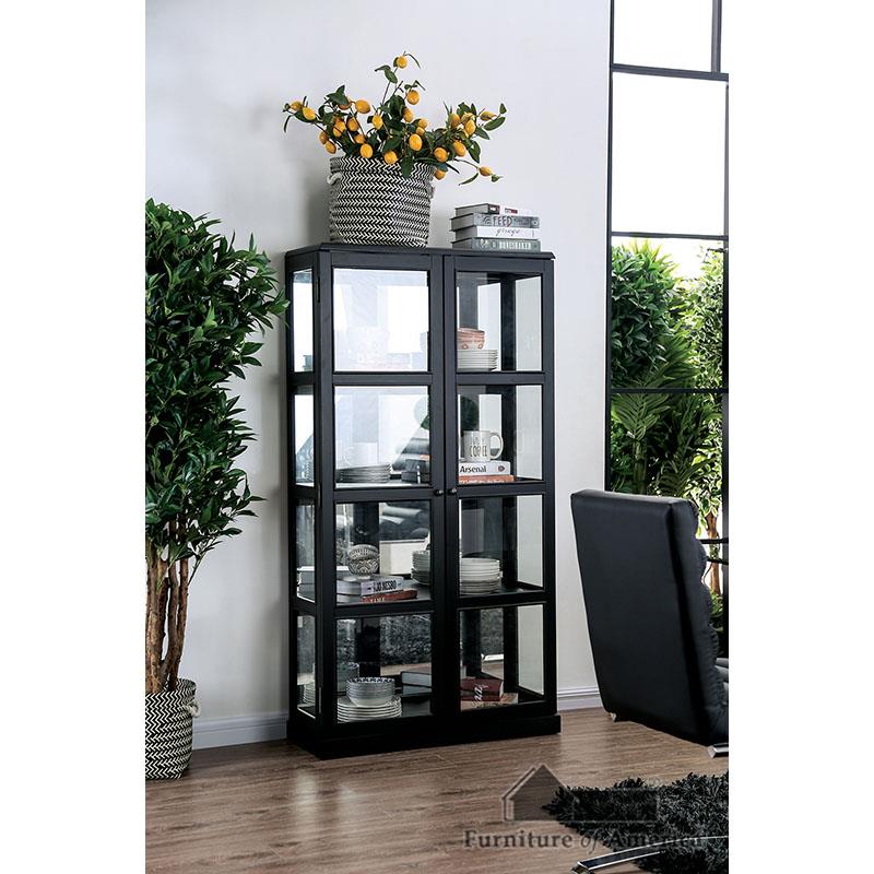 Furniture of America Vilas Curio Cabinet, Black