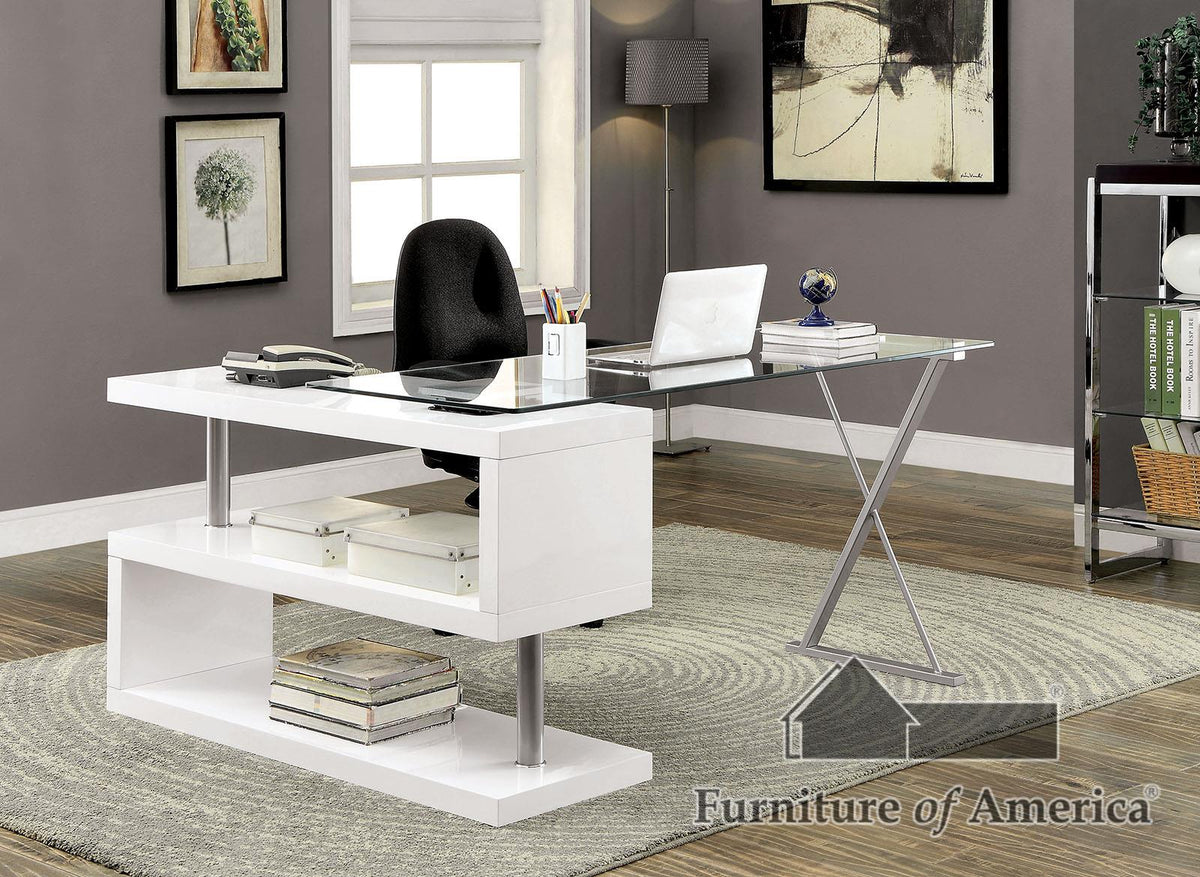 Furniture of America Bronwen Computer Desk, White
