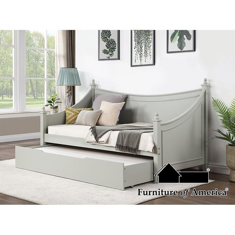 Furniture of America Lycoris Twin Daybed w/ Trundle, Light Gray