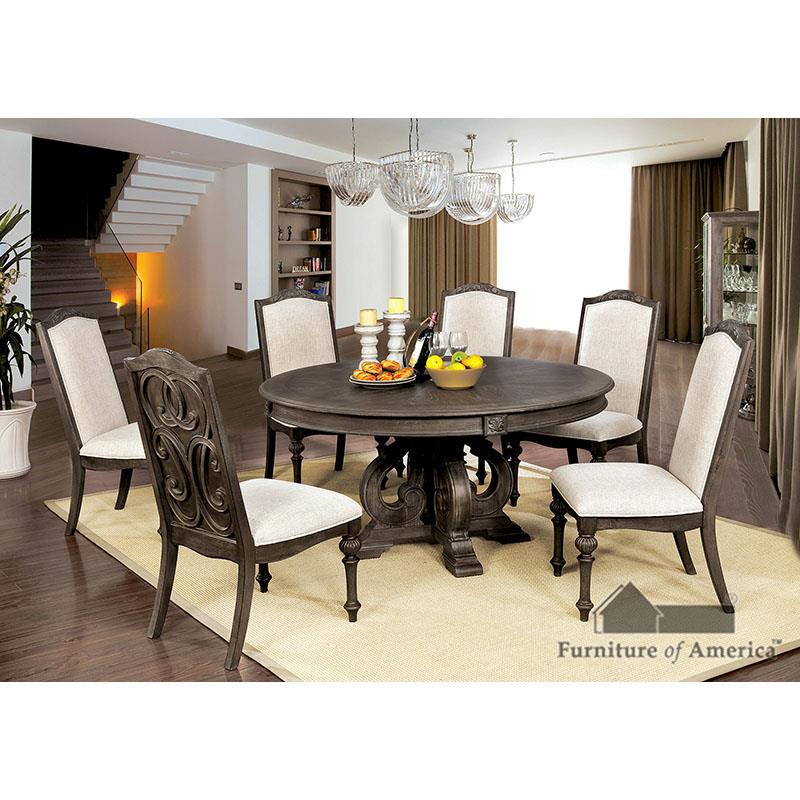 Furniture of America Arcadia Round Dining Table, Rustic Natural