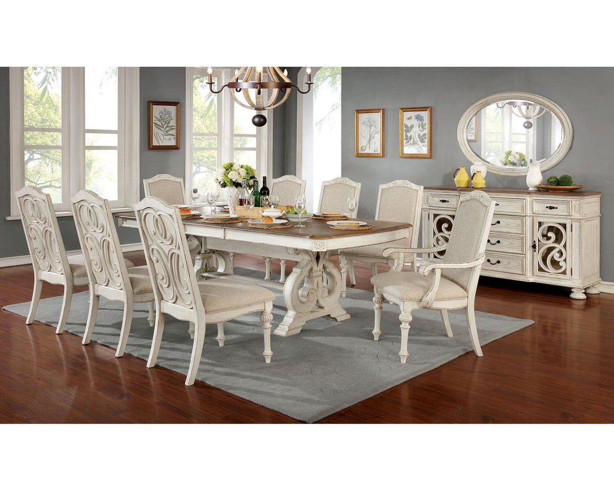 Furniture of America Arcadia 7 Pc. Dining Table Set (2AC+4SC)