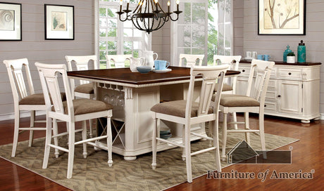 Furniture of America Sabrina Counter Ht. Stool, Off-White/Cherry (2/CTN)