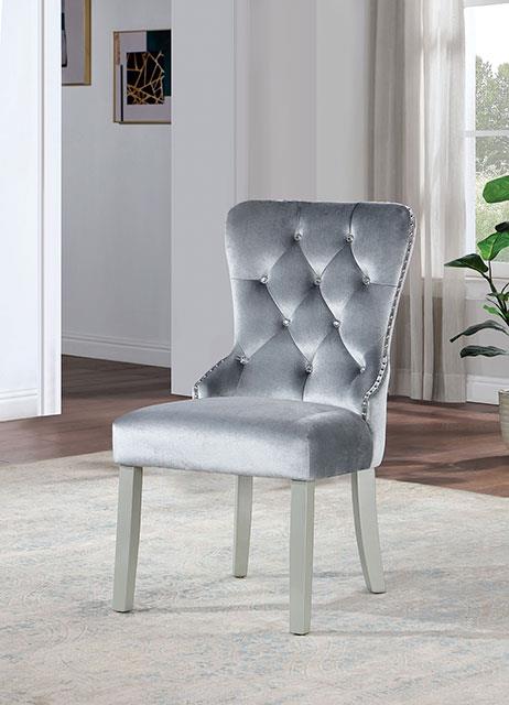 Furniture of America Adalia Wingback Chair (2/CTN), Silver/Dark Gray