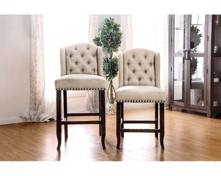 Furniture of America Sania Bar Ht. Wingback Chair (2/CTN)