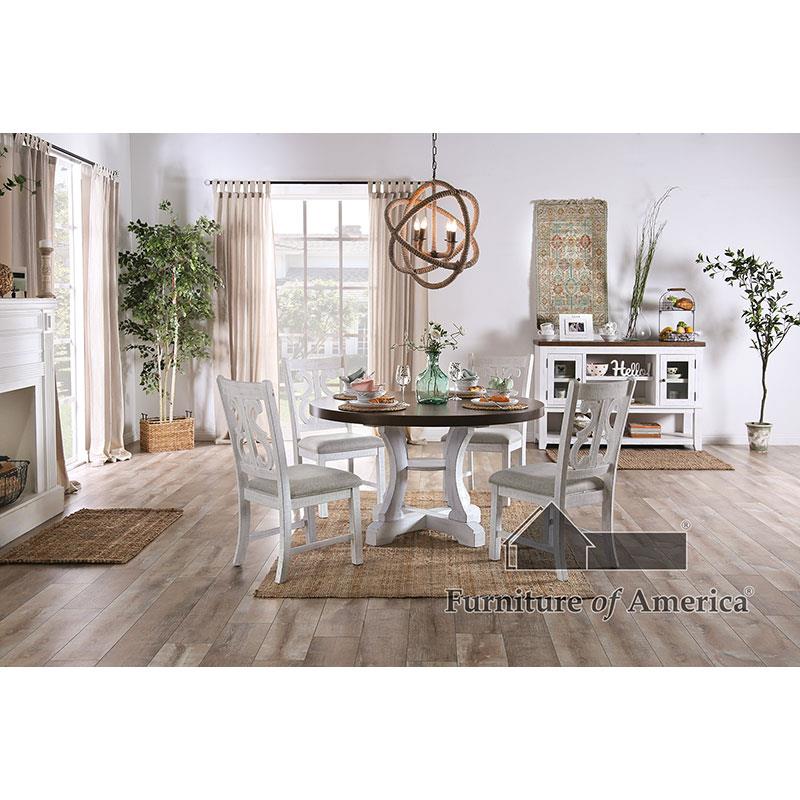 Furniture of America Auletta Round Dining Table, Dark Oak