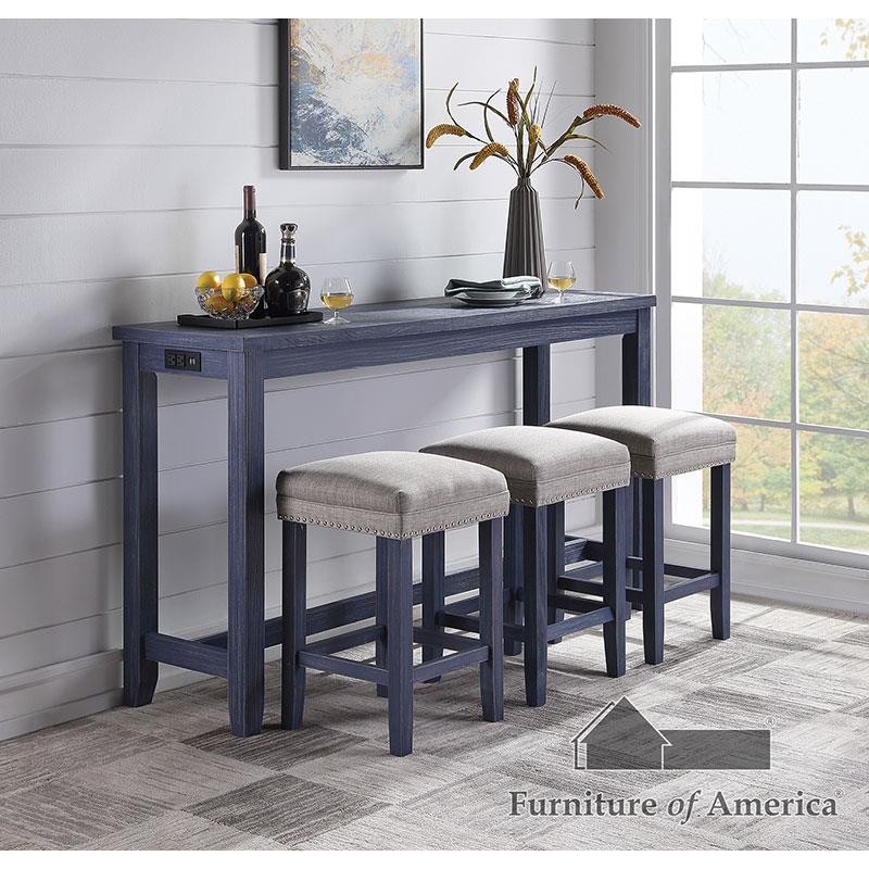 Furniture of America Caerleon 4 Pc. Counter Ht. Table Set, Antique Blue