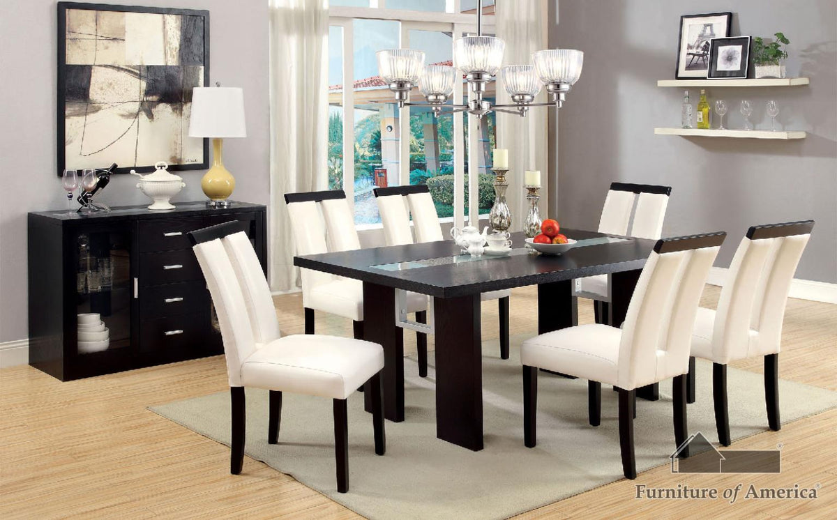 Furniture of America Luminar II Glass-Insert Dining Table
