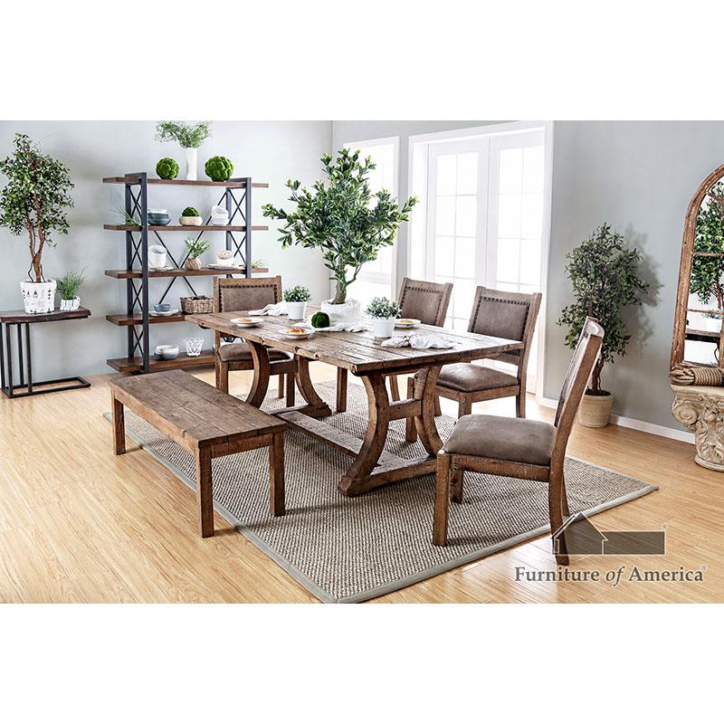 Furniture of America Gianna 6 Pc. Dining Table Set w/ Bench