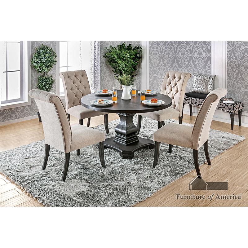 Furniture of America Nerissa Round Table, Antique Black