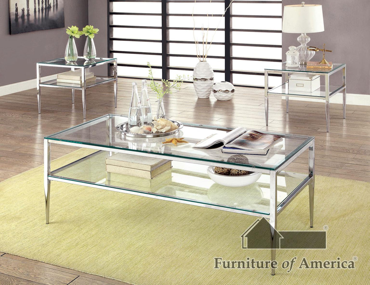 Furniture of America Tanika End Table, Chrome
