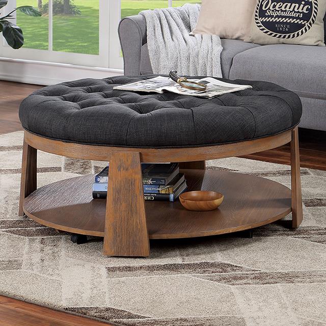 Furniture of America Guis Round Coffee Table, Dark Gray