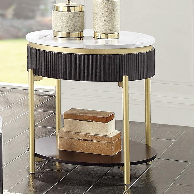 Furniture of America Koblenz End Table, Dark Walnut