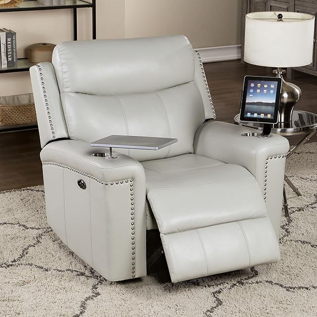 Furniture of America Florine Power Glider Recliner, Light Gray
