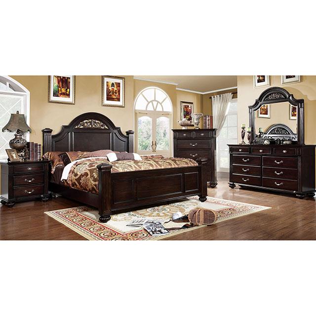 Furniture of America Syracuse E.King Bed, Dark Walnut