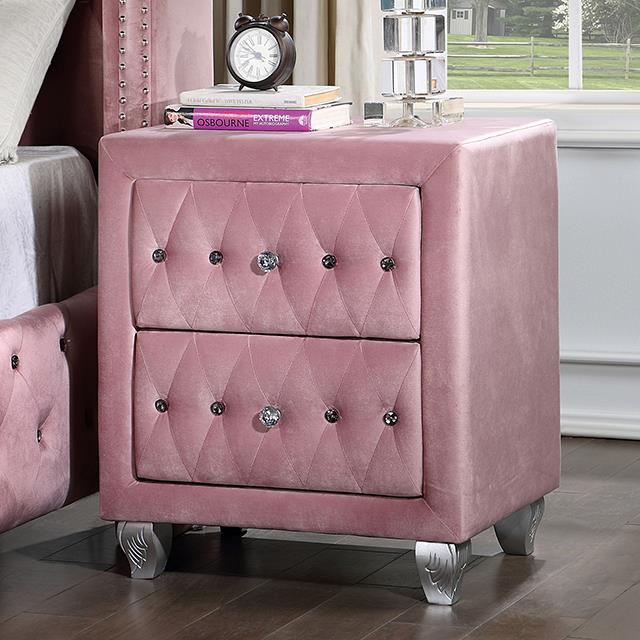 Furniture of America Zohar Nightstand, Pink
