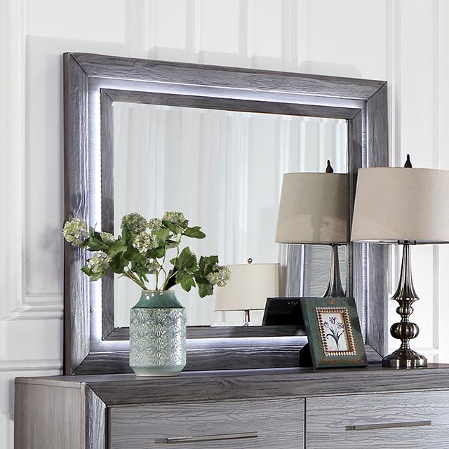 Furniture of America Raiden Mirror w/ LED, Gray