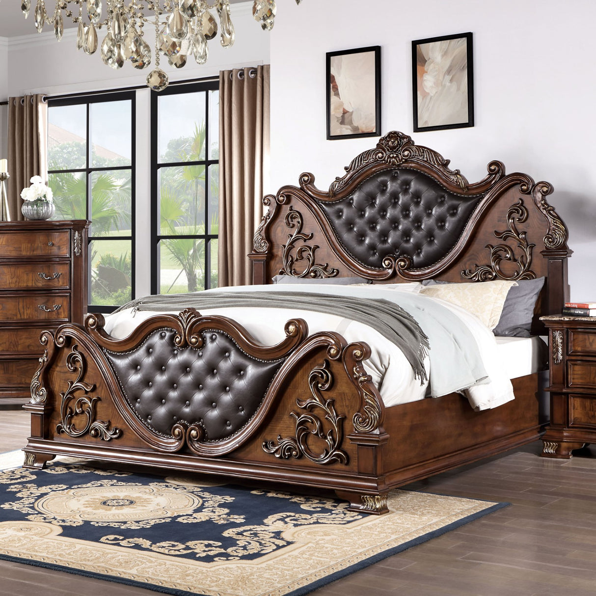 Esparanza E.King Bed, Brown Cherry
