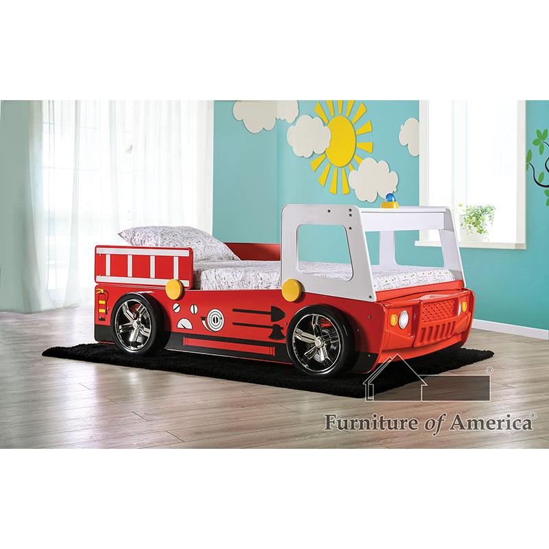 Furniture of America Fierstall Twin Bed, Red