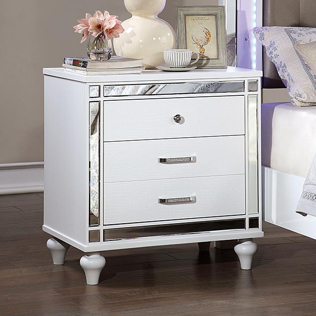 Furniture of America Brachium Nightstand, White