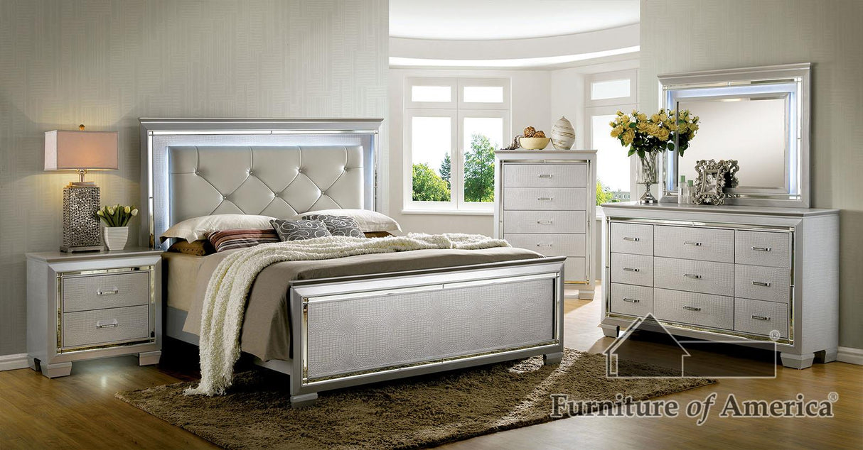 Furniture of America Bellanova Queen Bed, Silver