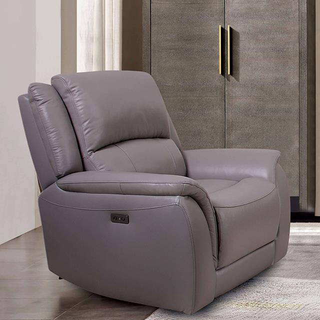 Furniture of America Gorgius Power Recliner, Light Gray
