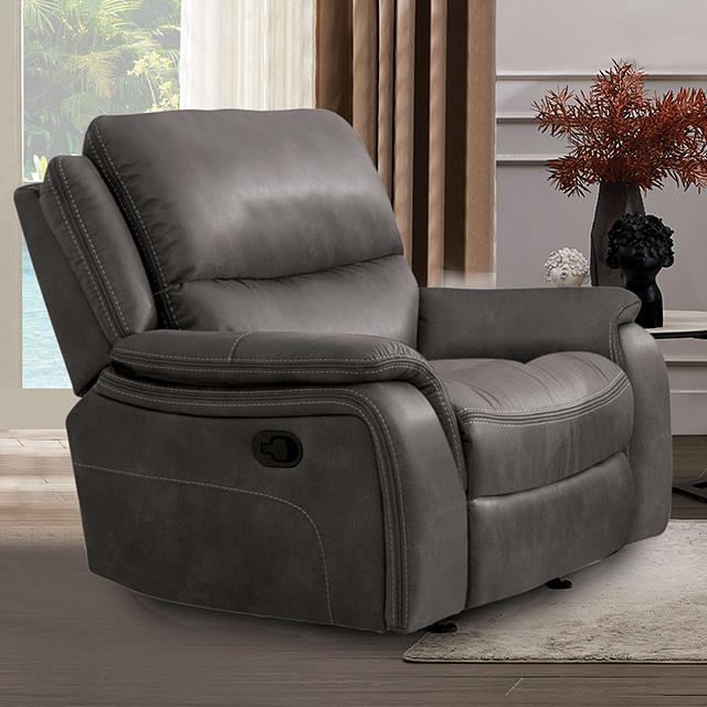 Furniture of America Henricus Glider Recliner, Dark Gray
