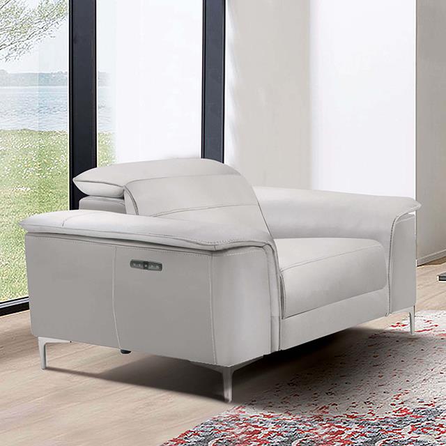 Furniture of America Ascona Power Recliner, Light Taupe