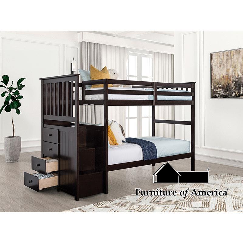 Furniture of America Ontario Twin/Twin Bunk Bed, Espresso