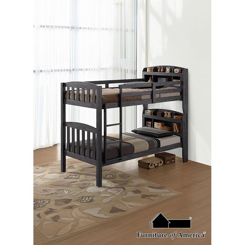 Furniture of America Stutsman Twin/Twin Bunk Bed, Stain Gray