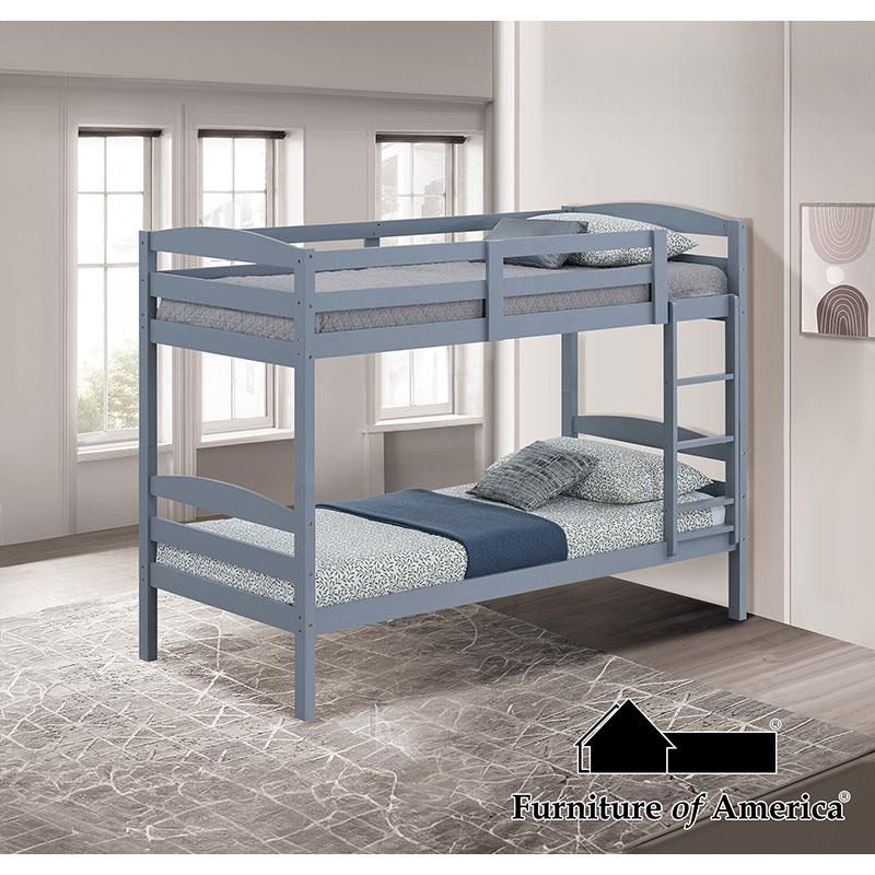 Furniture of America Finsbury Twin/Twin Bunk, Gray