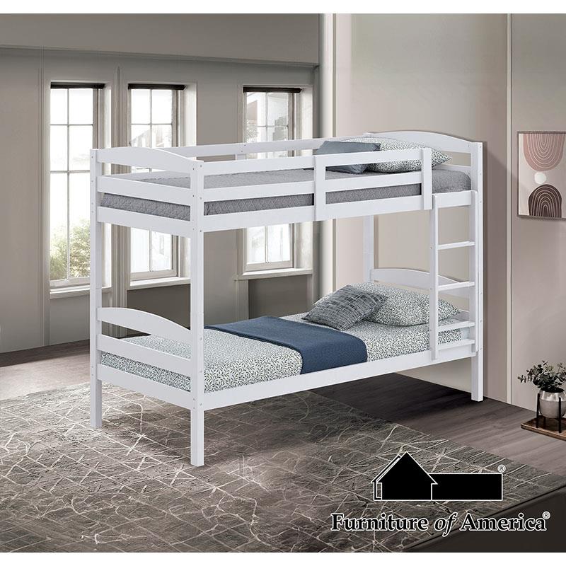 Furniture of America Finsbury Twin/Twin Bunk, White