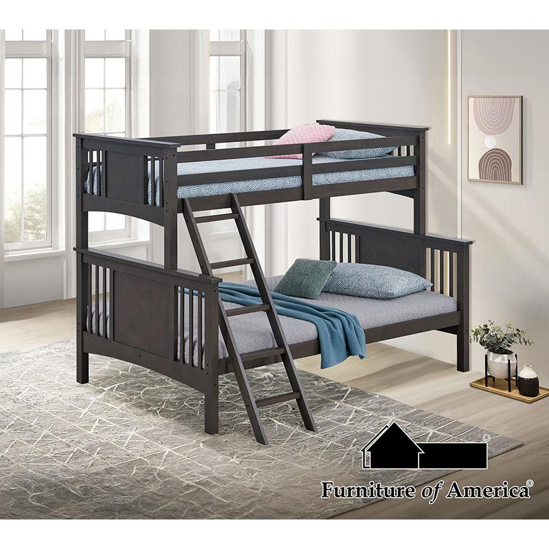 Furniture of America Spring Creek Twin/Full Bunk Bed, Stain Gray