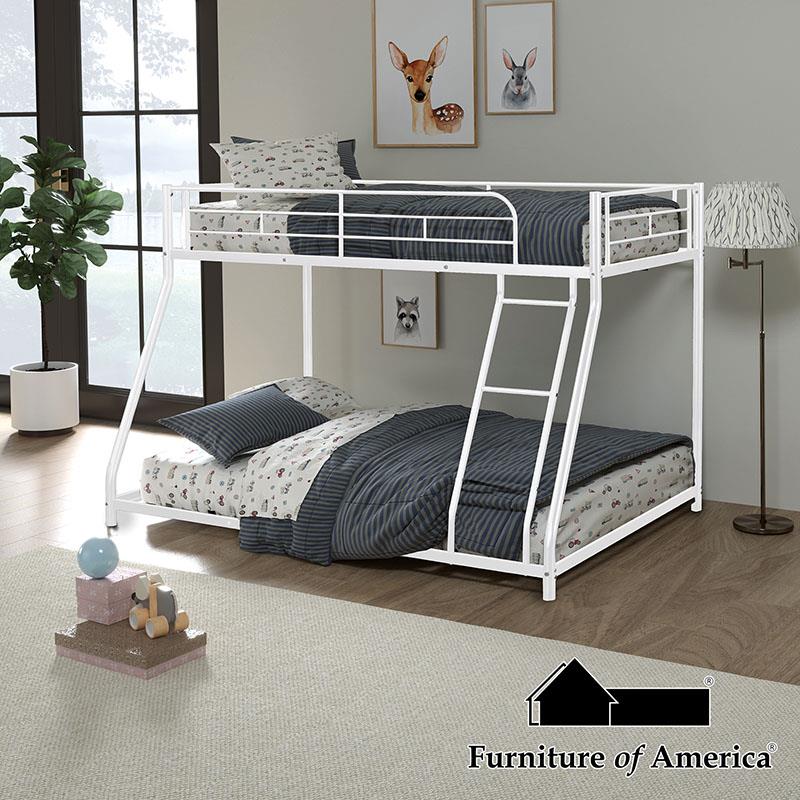 Furniture of America Panos Twin/Full Metal Bunk Bed (K/D), White