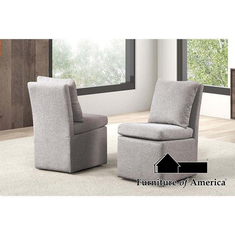 Furniture of America Broager Dining Chair w/ Caster, Light Gray