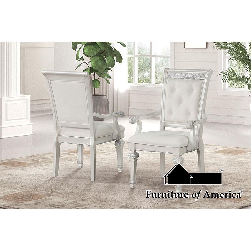Furniture of America Stella Mia Arm Chair (2/CTN), Ivory
