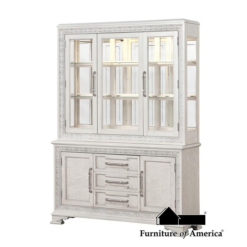 Furniture of America Stella Mia Hutch Buffet, Ivory