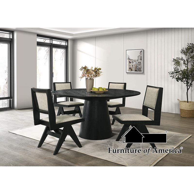 Furniture of America Tottenham 59" Round Dining Table, Black
