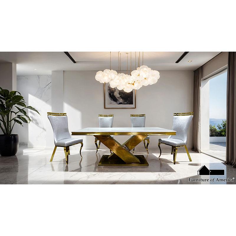 Furniture of America Palazzo 7 Pc. Dining Table Set, Gold/Silver