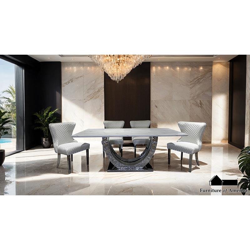 Furniture of America Portanova Dining Table, Chrome