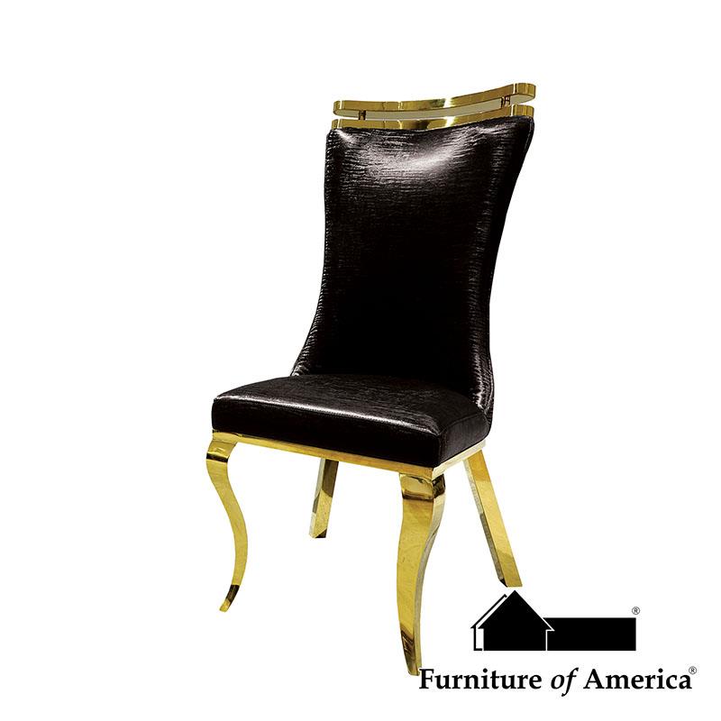 Furniture of America Palazzo Side Chair (2/CTN), Gold/Black