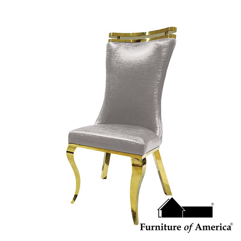 Furniture of America Palazzo Side Chair (2/CTN), Gold/Silver