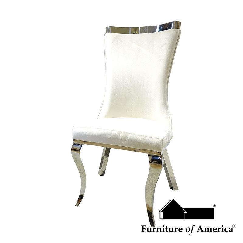 Furniture of America Basilicata Side Chair (2/CTN), Silver/White