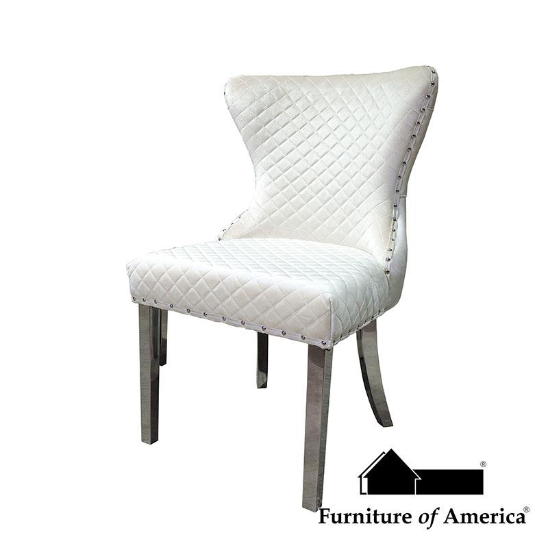 Furniture of America Portanova Silver Chair (2/CTN), White