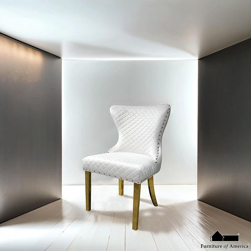 Furniture of America Portanova Gold Chair (2/CTN), White